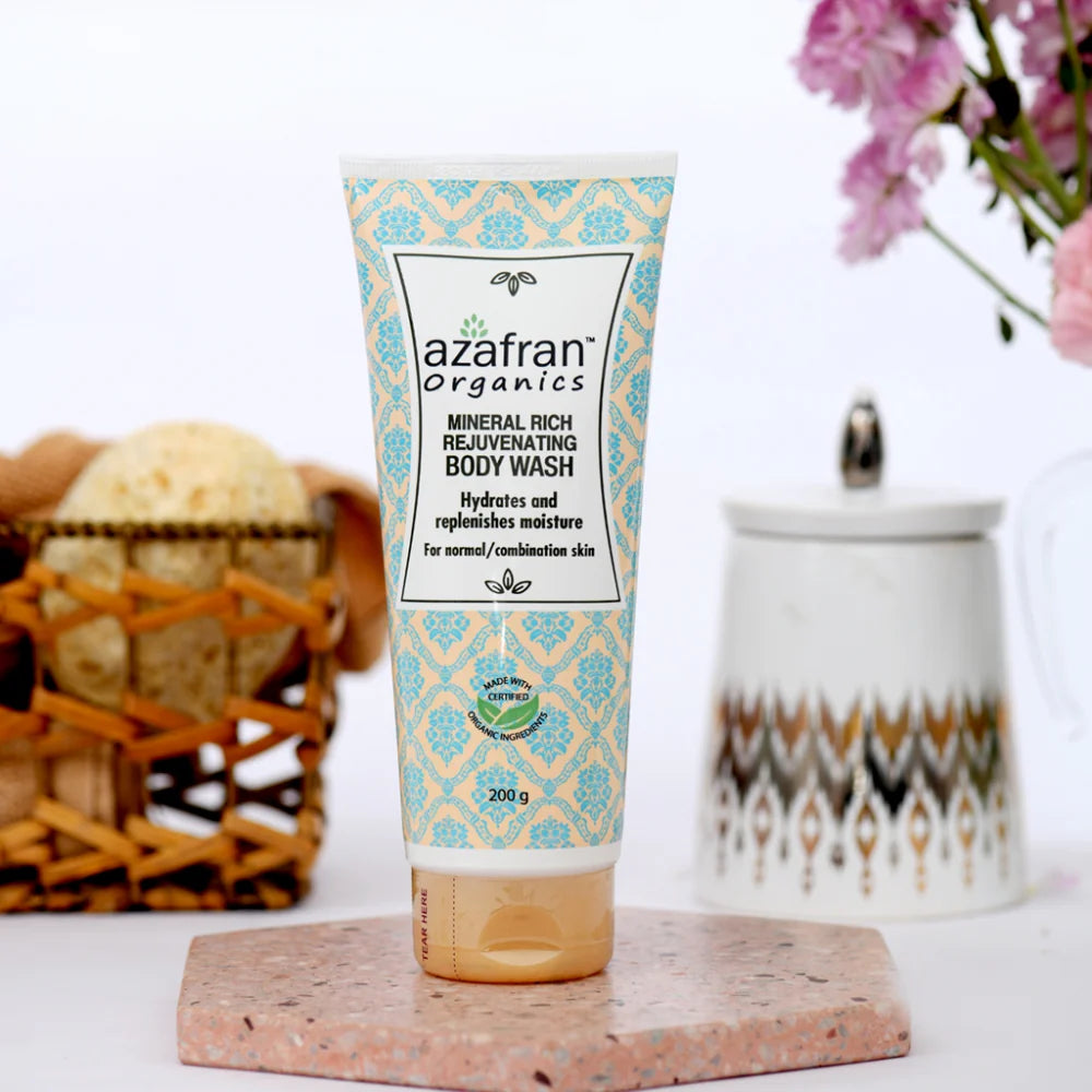 Body Wash | Mineral Rich Rejuvenating Body Wash - Azafran Organics - 200gm