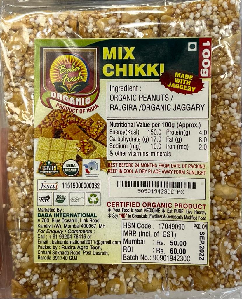 Mix Chikki | (Made With Jaggery) - Organic - Baba Fresh - 100gm