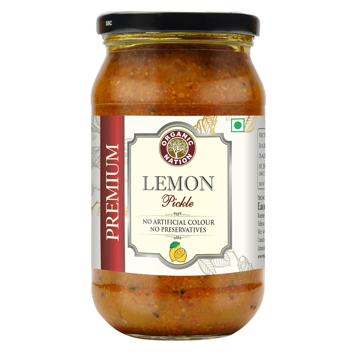 Lemon Pickle - Organic Nation - 400gm