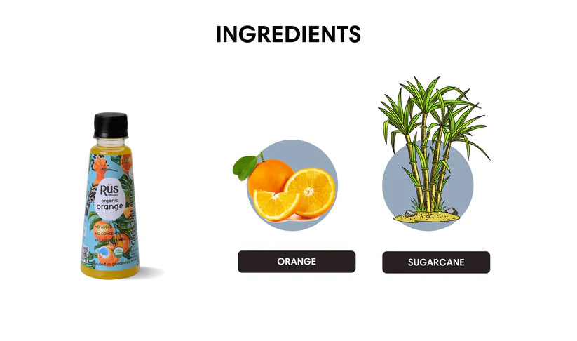 Juice | Orange Juice – Cold Pressed – USDA Organic - No Added Sugar, No Concenterate & No Added Flavour - Rus Organic – 200ml