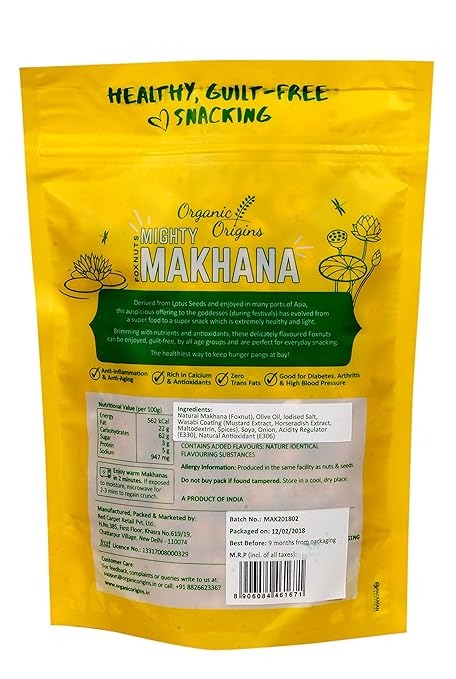 Raw Makhana – Gluten Free, High Protein, High Fibre & Low Calorie - Organic Origins – 250gm