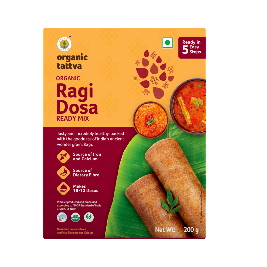 Ragi Dosa - Ready Mix - USDA Organic - Tasty & Incredibly Healthy, Packed With The Goodness Of India&
