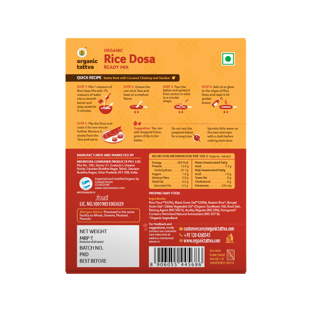 Rice Dosa - Ready Mix - USDA Organic - Rich In Protein, Everyone&