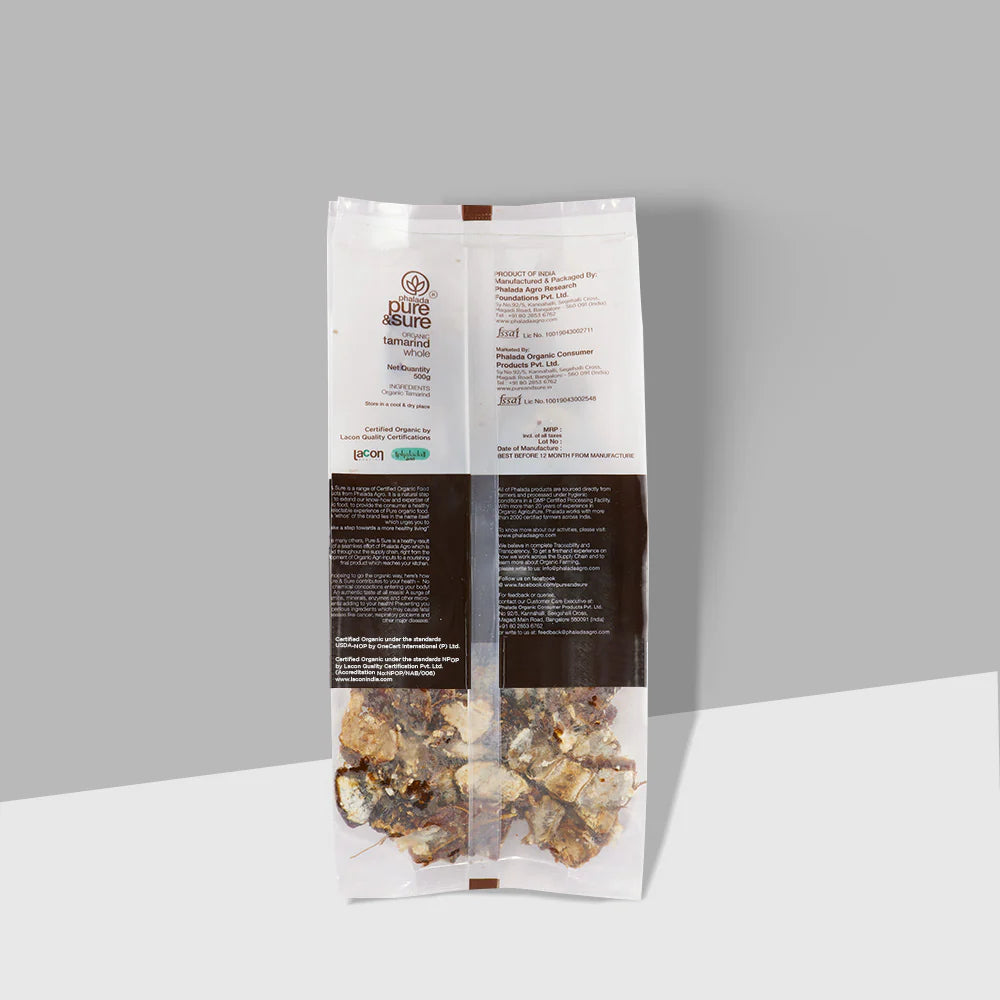 Whole Tamarind - Organic - Indian - Pure And Sure - 500gm