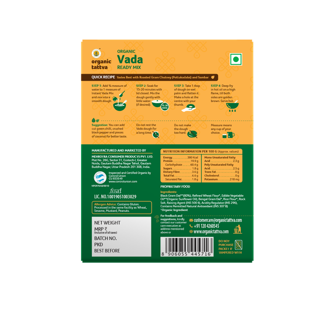 Vada - USDA Organic - Ready Mix – Organic Tattva – 200gm