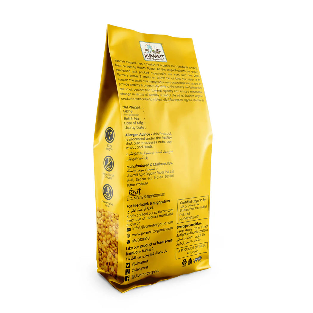 Arhar Dal | Organic Arhar Dal -100% Vegan, Unpolished, Gluten Free - No Pesticides - Jivamrit – 500gm