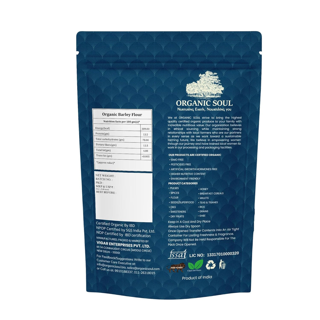 Barley Whole | Pure - USDA Organic - No Chemical & No Added Preservatives - Organic Soul - 500gm