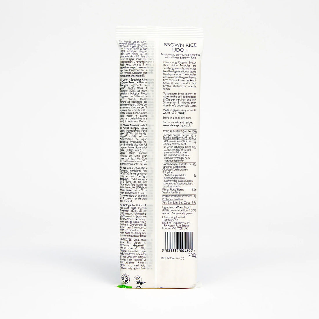 Noodles | Organic Japanese Brown Rice Udon Noodles - Stir Fry - Soup - Salad - Traditionally Slow Dried Noodles With Wheat & Brown Rice - Low In Fat, High In Fibre And Protein - Clearspring - 200gm