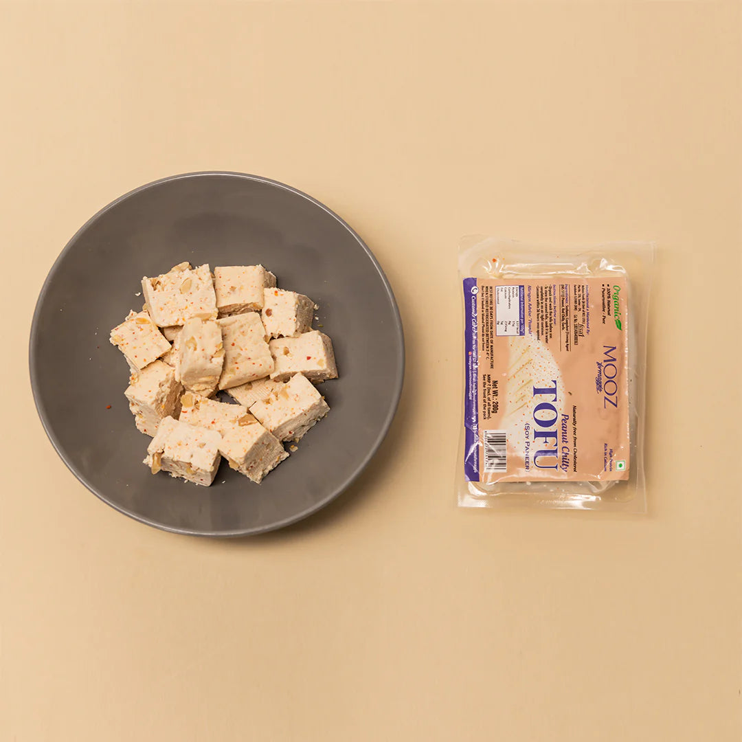 Tofu | Organic Peanut Chilly Tofu - Soy Paneer - High In Protein And Calcium - Mooz - 200gm