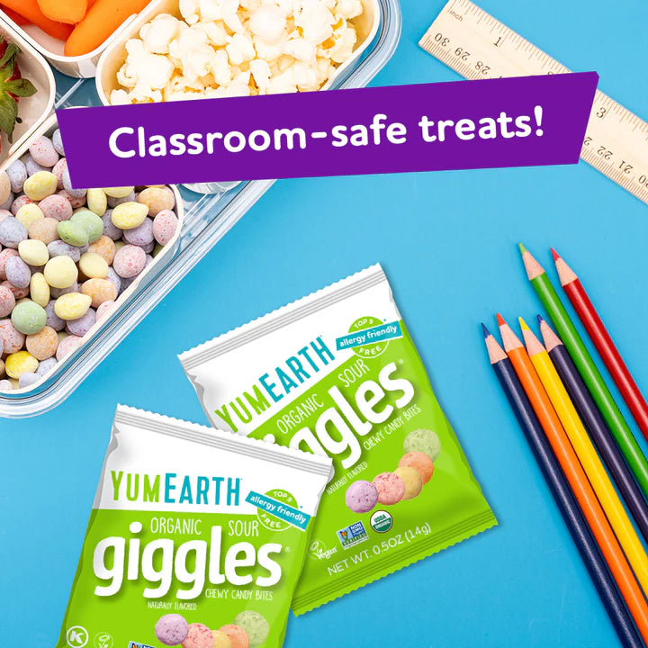 Candy | Organic Sour Giggles - Chewy Candy Bites - USDA Organic - Vegan, Gluten Free, Non GMO & No High Fructose Corn Syrup Or No Artificial Dyes - Yum Earth - 142gm
