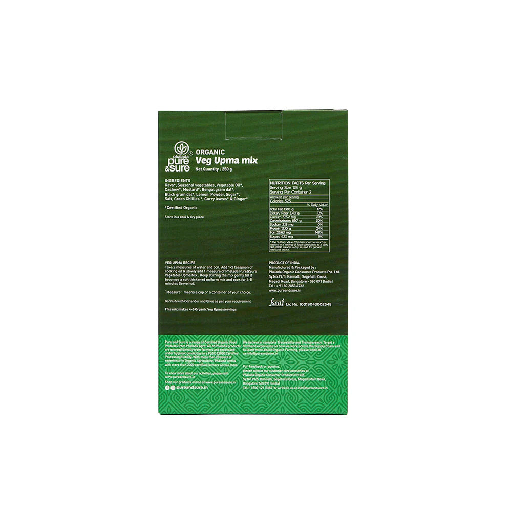 Vegetable Upma Mix - USDA Organic - Pure And Sure - 250gm