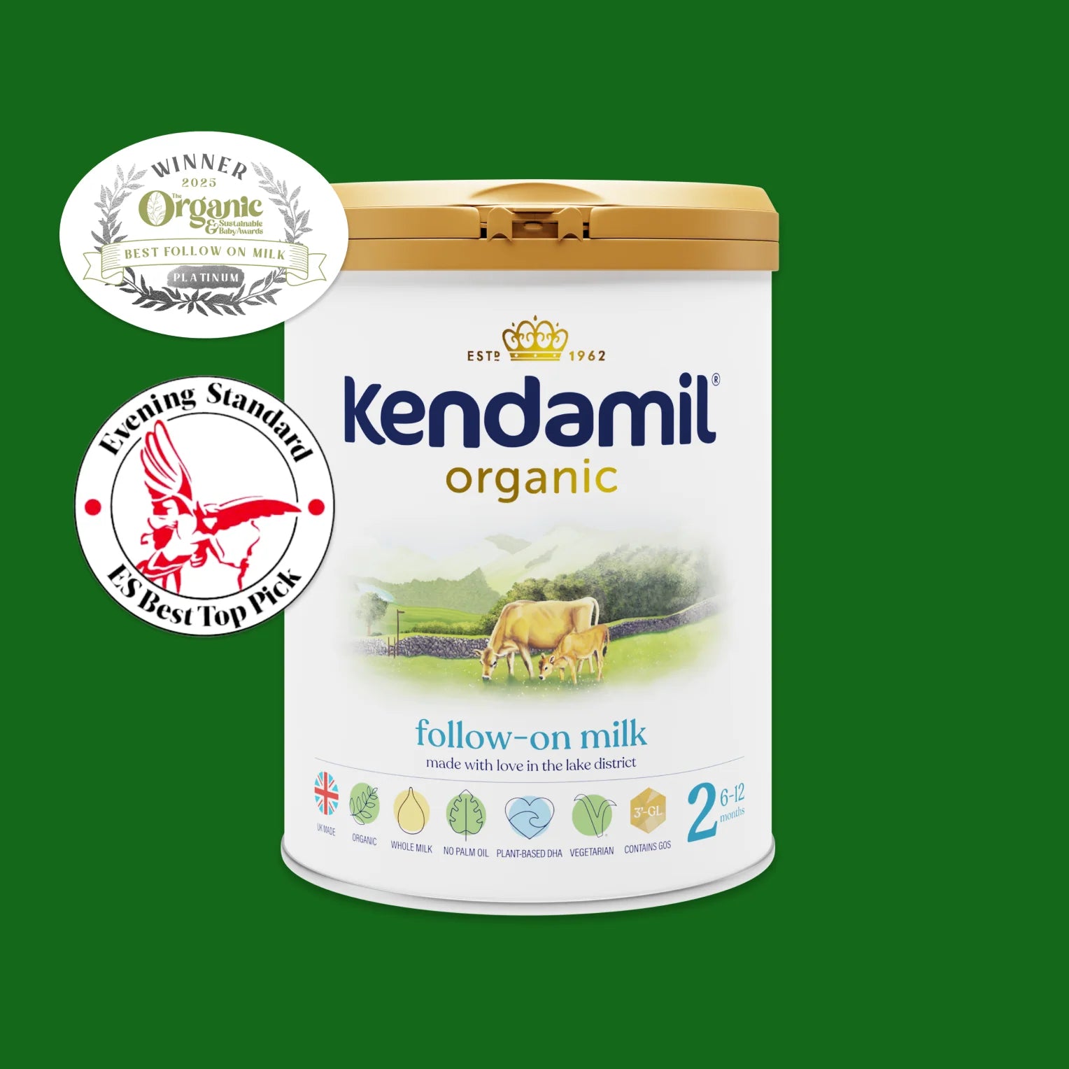 Milk Powder | Organic- Follow On Milk - Whole Milk - Vegetarian Friendly, No Palm Oil & No Fish Oil - kendamil - 800gm