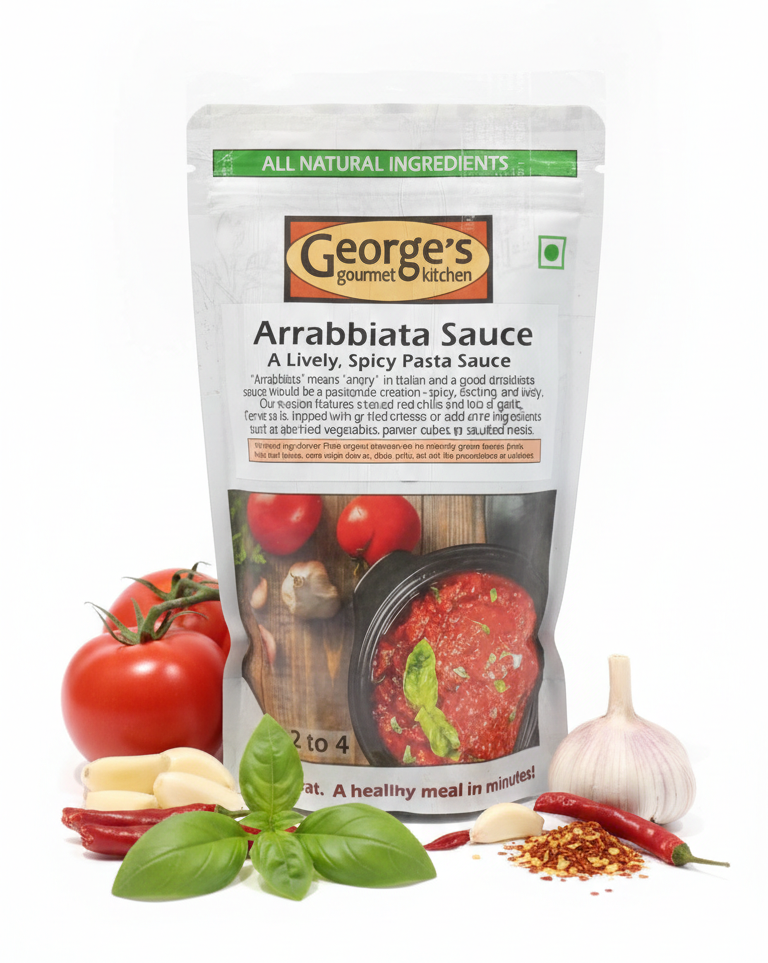 Sauce| Organic Arrabbiata Sauce (Spicy Pasta Sauce) -Natural Ingredients- No Preservatives & Additives- George&