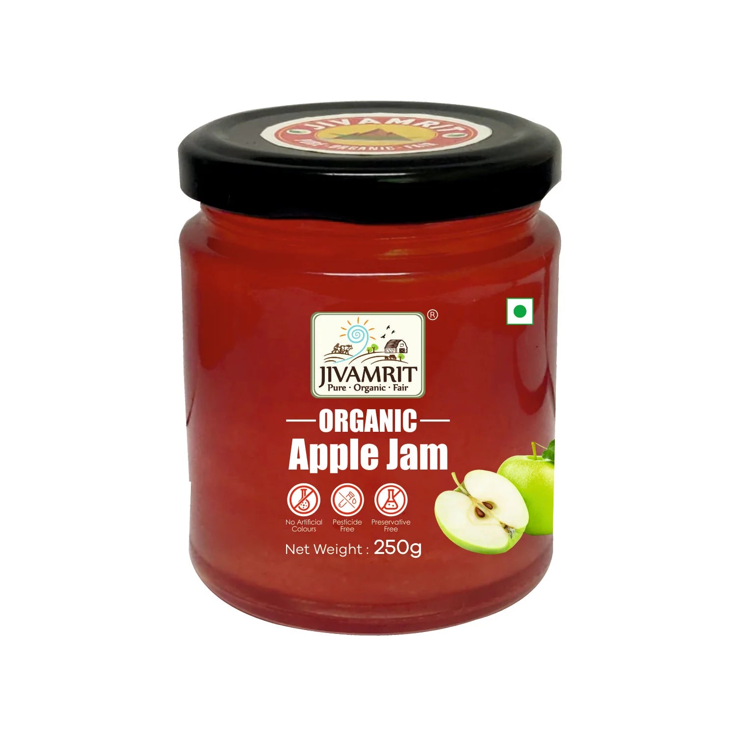 Jam | Apple Jam - No Artificial Colours, Pesticide Free & No Added Preservatives - Jivamrit - 250gm