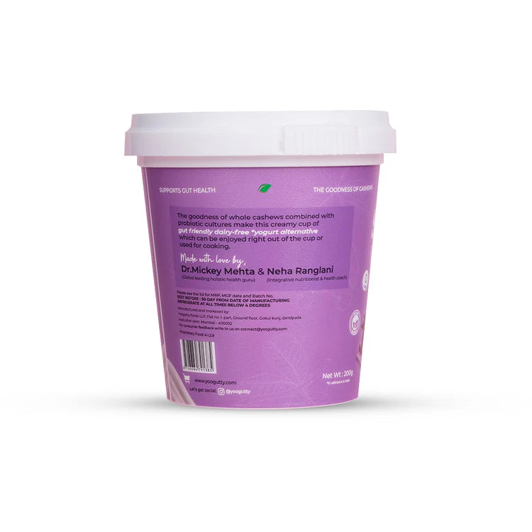 Yogurt | Original Cashew - Plain Unsweetened - Vegan, No Sugar, Cholesterol Free, Gut Friendly, Dairy Free, No Artificial Preservatives, Sweeteners, Flavours & Colours - Yogutty - 500gm