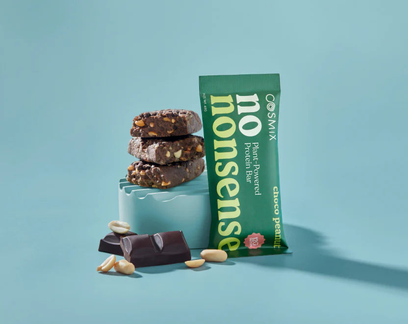 Protein Bar | Choco Peanut- Plant Powered Protein Bar – No Nonsense – No Refined Sugar, No palm oil , No Artificial Preservatives, No Gums & Fillers – Cosmix – 45gm