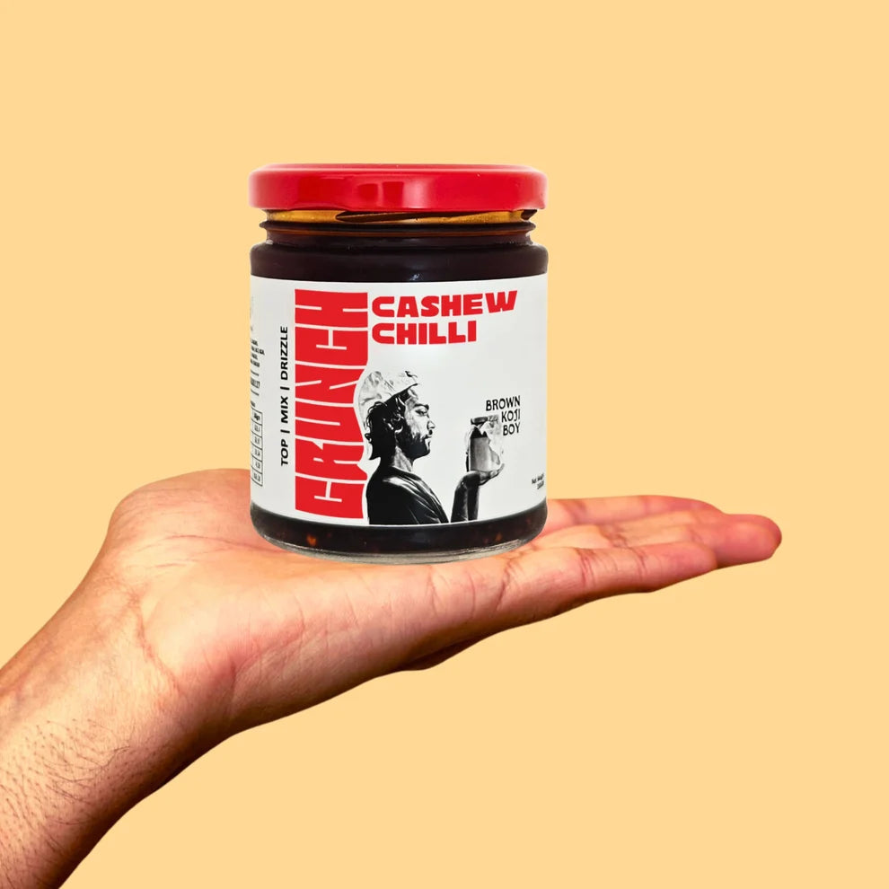 Cashew Chilli Crunch - Crispy Chilli Oil with Cashews - Nutty, Spicy, Crispy Heat - Brown Koji Boy - 200gm