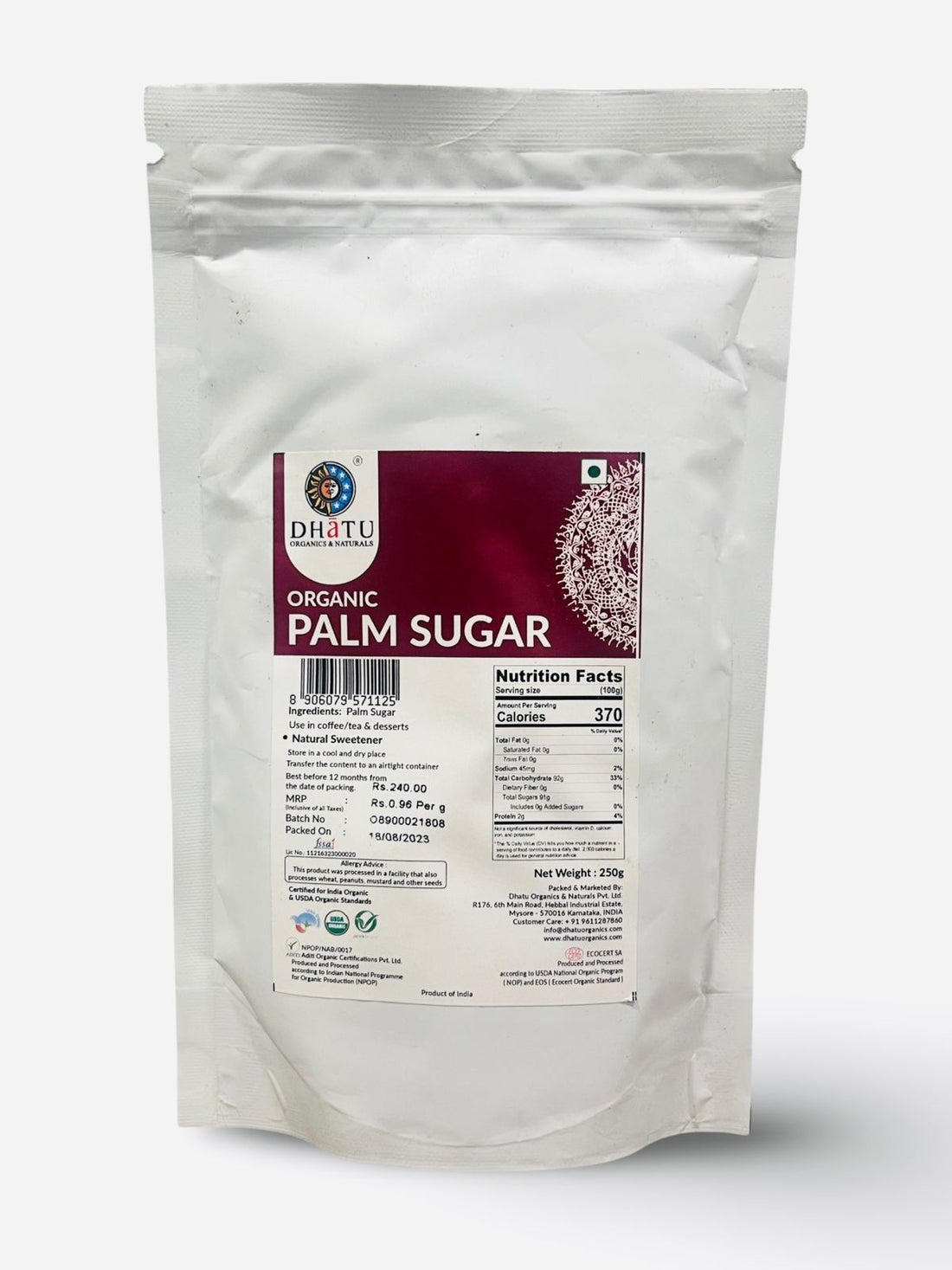 Sugar | Palm Sugar - Dhatu Organic - 250gm