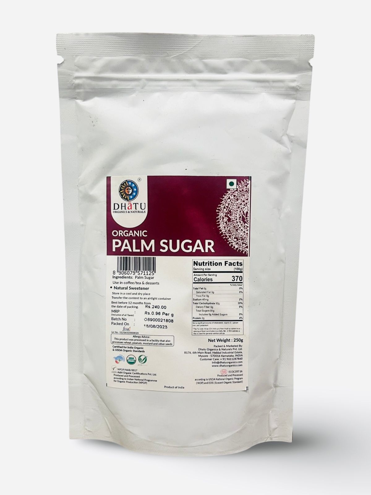 Sugar | Palm Sugar - Dhatu Organic - 250gm