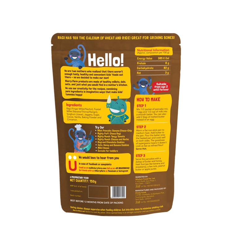 Millet Pancake: Chocolate - Low Sugar, No Maida & Low Salt - Slurrp Farm - 150gm