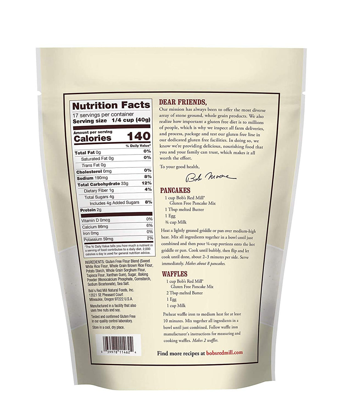 Pancake Mix - Vegan & Gluten Free - Bob&