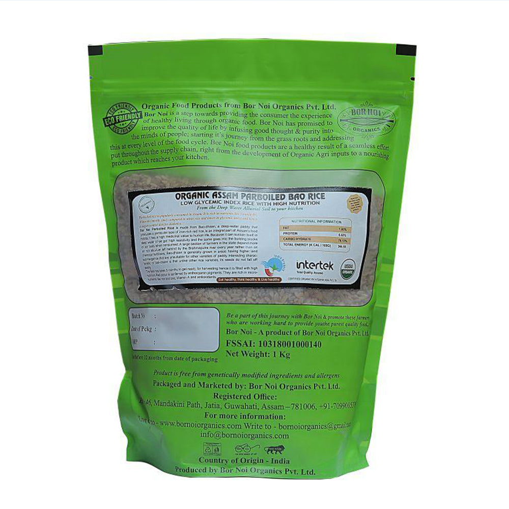 Rice | Straight From The Brahmaputra Valley Farms (Parboiled Bao) - Assam – USDA Organic – Low Glycemic Index Rice With High Nutrition - BOR-NOI ORGANICS – 1000gm
