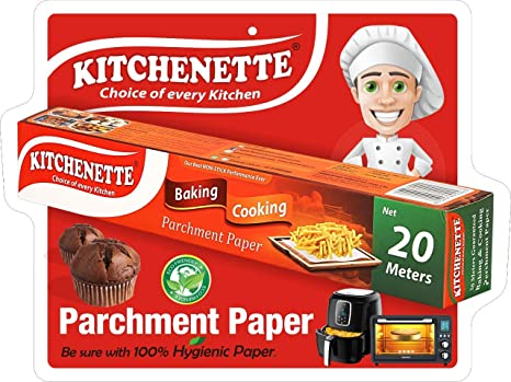 Parchment Paper | (Baking & Cooking) - Non Stick, Fat Free Cooking, Coreless Roll, Microwave Paper & Butter Paper - Kitchenette - 20 Meters X 11 inch