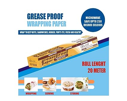 Parchment Paper | (Paper Made From Virgin Fibre) - For Baking Cake & Cooking Essentials - Eco Friendly, Grease Proof & Non Stick - Elco - 20 Meter