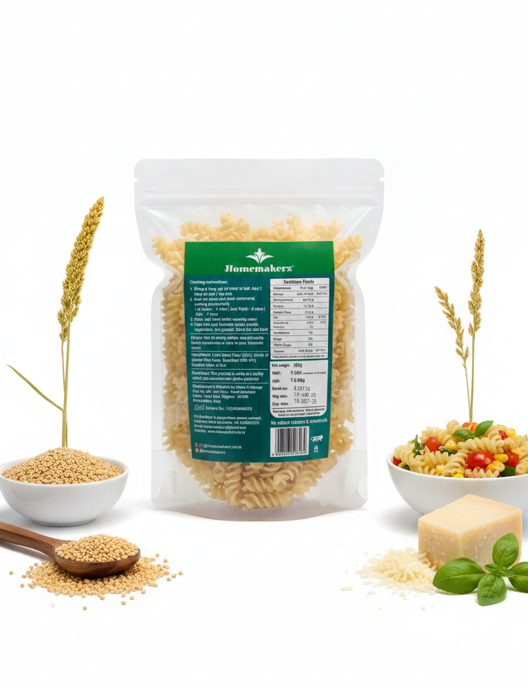 Pasta | Fusilli Little Millet Pasta – Gluten Free, Low Fat, No Added Preservative, No Sugar & No Added Colour– Homemakerz – 250gm