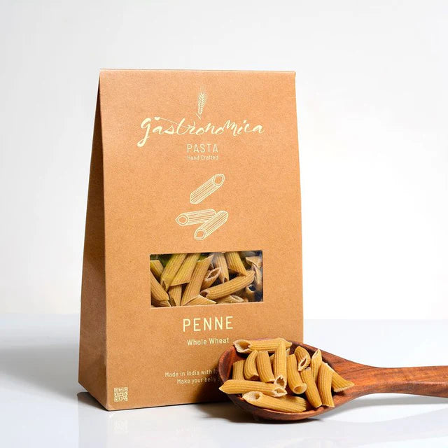 Pasta | Penne (Whole Wheat ) - Handcrafted with Italian Passion- 100% Natural - Vegan, No Egg & No Added Preservatives - Gastronomica - 250gm