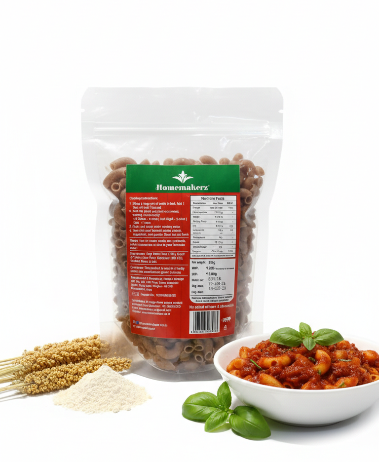 Pasta | Ragi Millet Macaroni – Gluten Free, Low Fat, No Added Preservative, No Sugar & No Added Colour– Homemakerz – 250gm