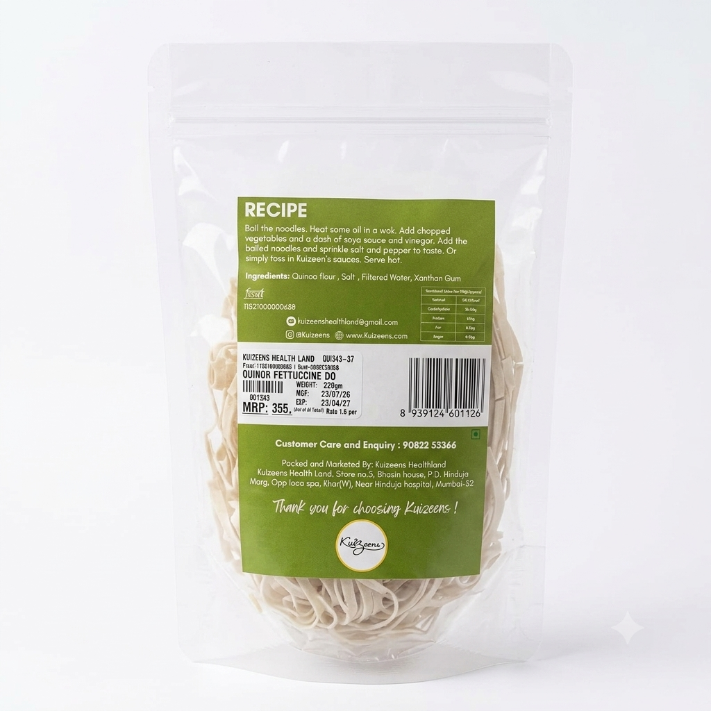 Pasta | Quinoa Fettuccine Pasta -Protein Rich - No Preservatives, Oil Free – Kuizeens – 220gm