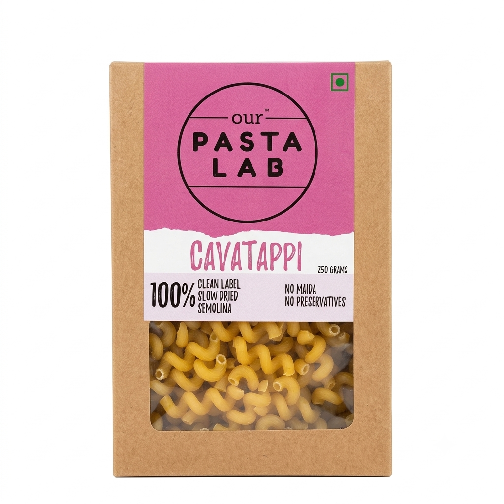 Pasta | Cavatappi - Vegan - 100 % Clean label, Slow Dried, Semolina- No Maida, No Preservatives-Our Pasta Lab - 250gm