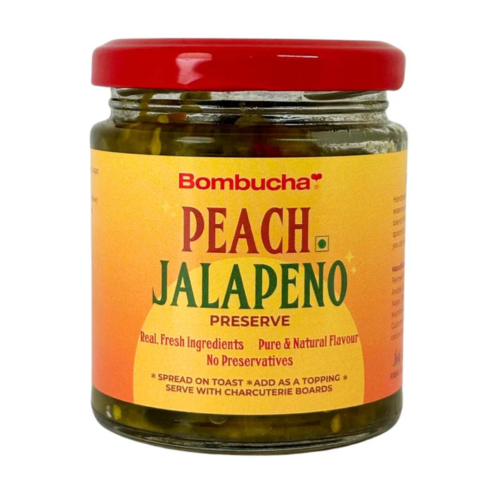Preserve | Peach Jalepeno Preserve – Use It As A Topping For Burgers, Sandwiches, Or Tacos – Pure & Natural Flavour With No Added Preservatives – Bombucha – 200gm