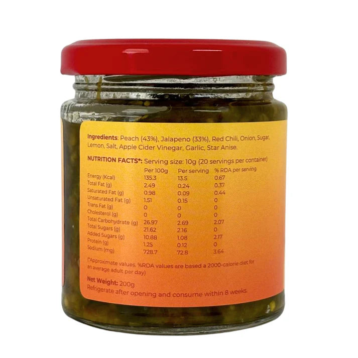 Preserve | Peach Jalepeno Preserve – Use It As A Topping For Burgers, Sandwiches, Or Tacos – Pure & Natural Flavour With No Added Preservatives – Bombucha – 200gm