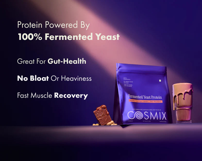 Protein Powder | Peanut Butter Protein Powder Fudge (24g Protein Per Serving) - Fermented Yeast Protein – No Nonsense – No Added Sugar, No Added Sugar & No Added Artificial Flavours – Cosmix – 500gm