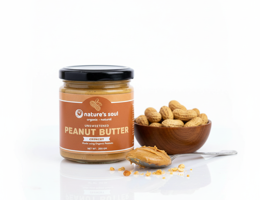 Peanut Butter | Unsweetened (Made from Certified Organic Peanuts) - Crunchy - Nature’s Soul – 200gm