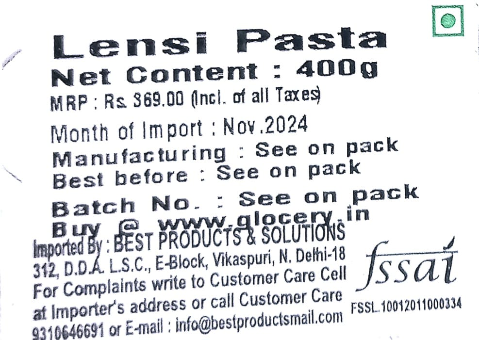Pasta | Penne Rigate Pasta (Made By Corn & Rice) - Made In Italy - Gluten Free & Lactose Free - Pasta Lensi - 400gm