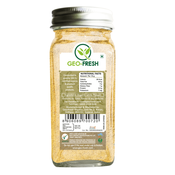 Pepper Powder | White - USDA Organic - Geo Fresh - 55gm