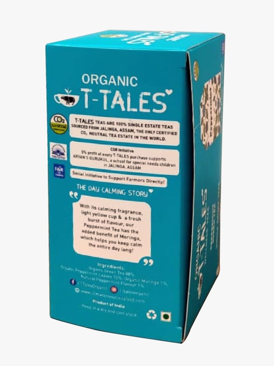 Green Tea | With Peppermint Moringa - Single Estate - Organic T-Tales - 25 Tea Bag