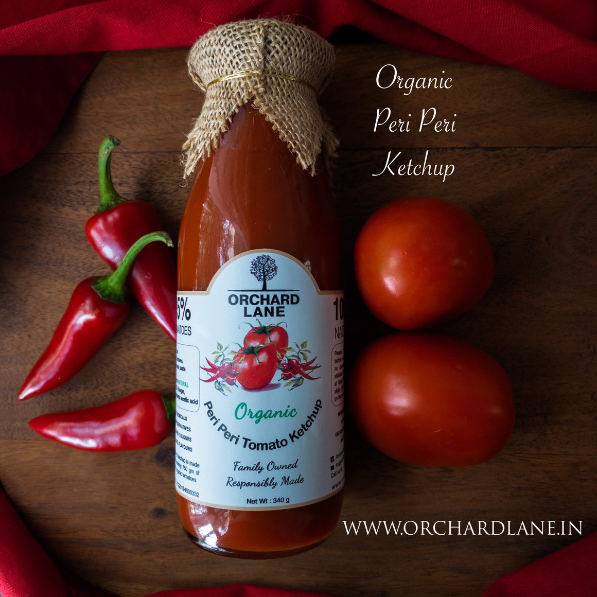 Peri Peri Tomato Ketchup - Low Sugar- Orchard Lane - 230gm
