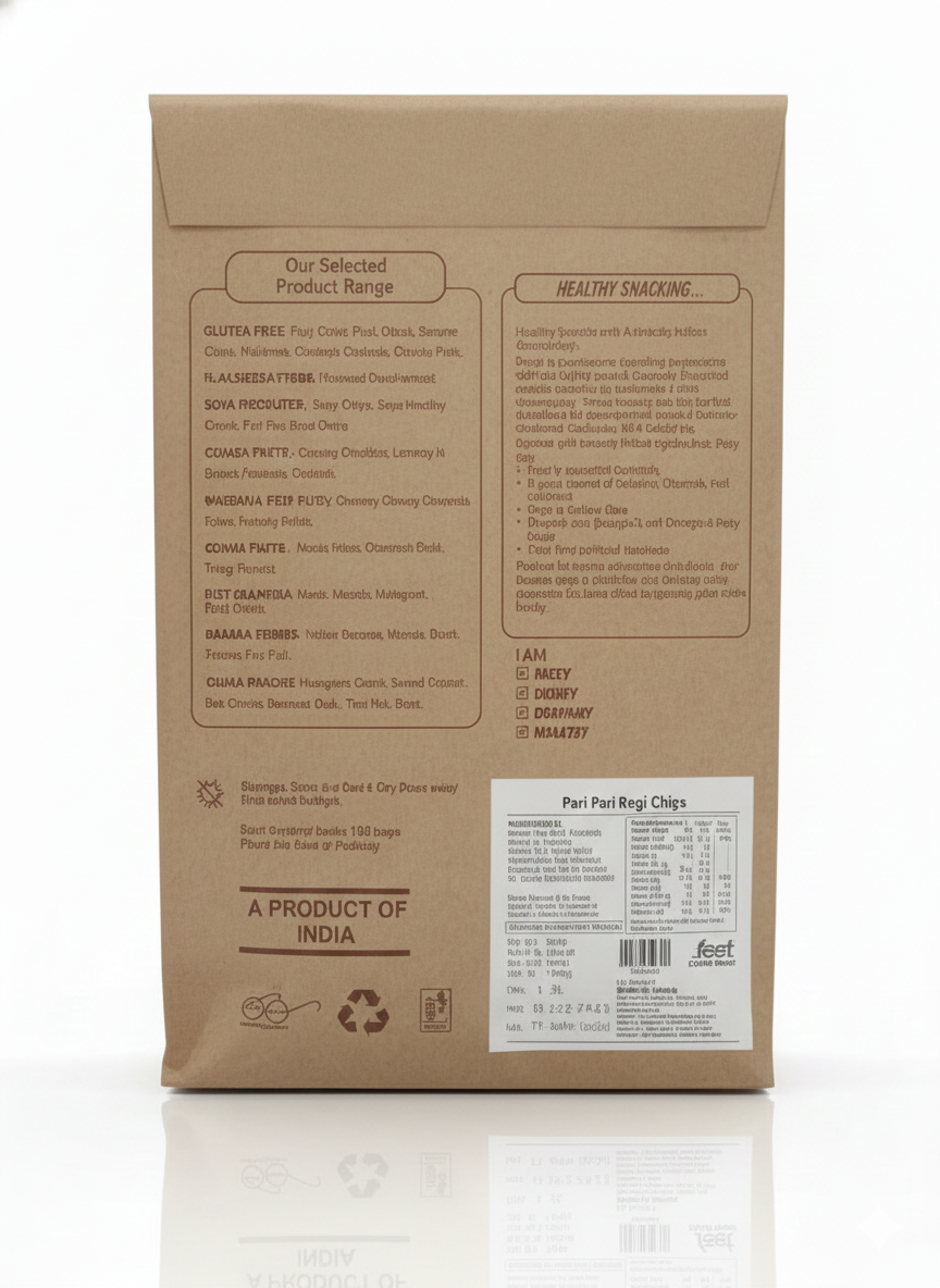 Ragi Chips - Peri Peri Ragi Chips -Gluten Free- Zero Cholesterol - No Trans Fat - No Preservative- High Energy -100% Healthy Delicacy-210gm