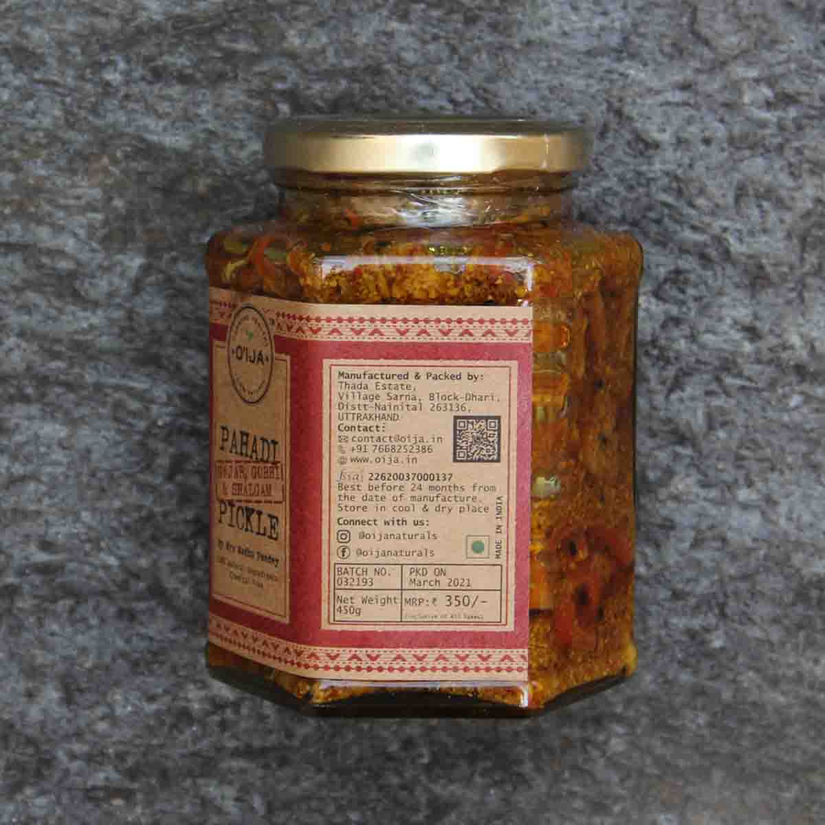 Gajar Gobhi Shalgam Pickle | Pahadi - Preservatives Free, No Added Color, No Added Flavor & No Vinegar - Oija - 250gm