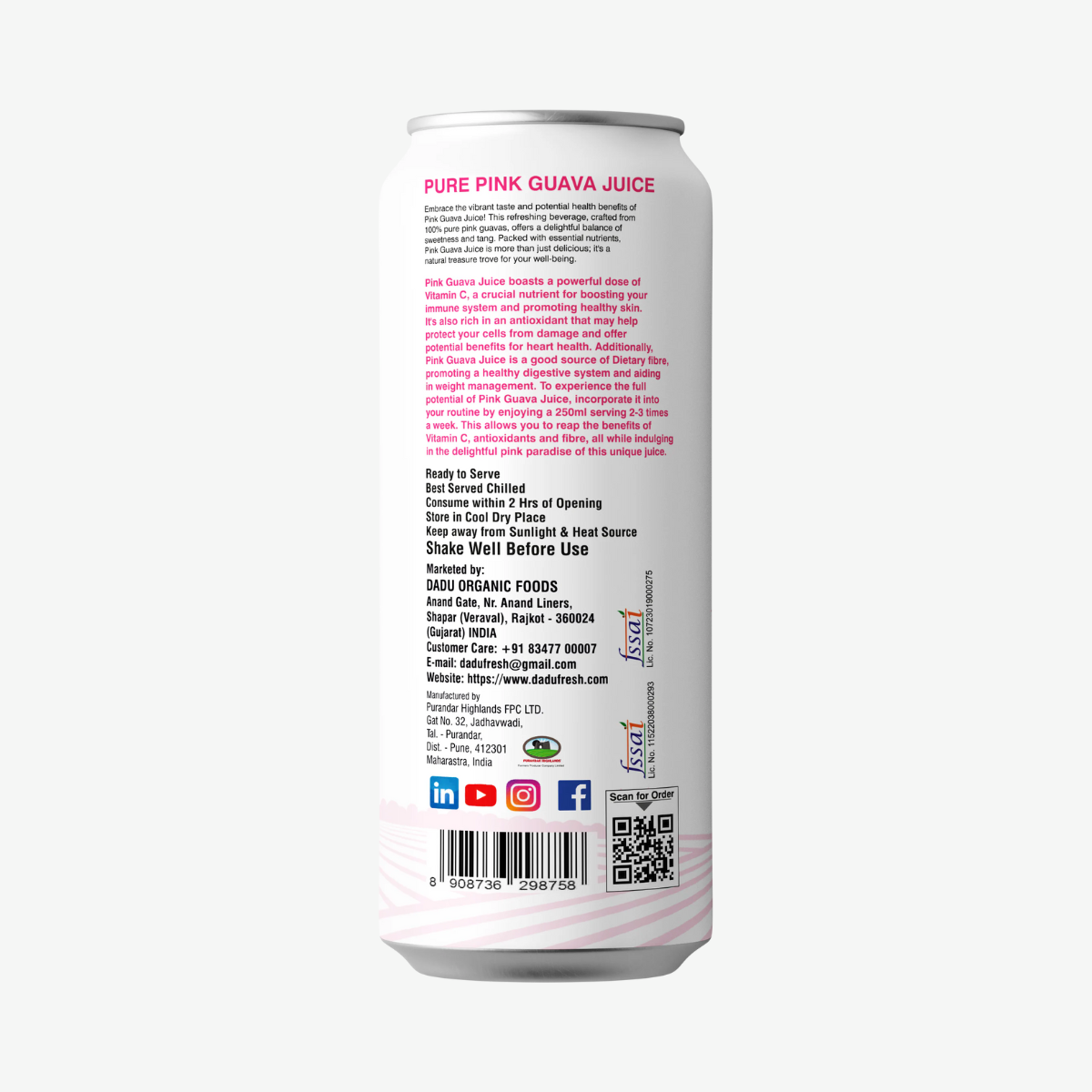 Juice | Pink Guava Juice - No Added Sugar, No Preservatives & No Concentrate - Dadu Fresh - 250ml