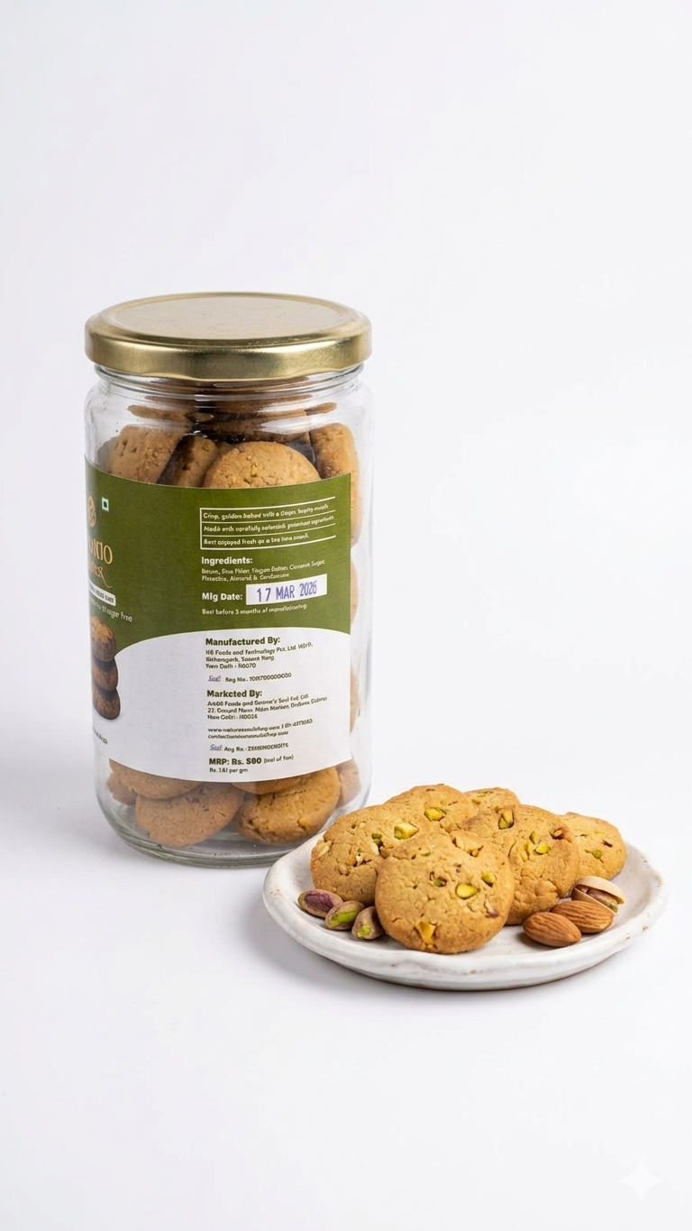 Cookies | Pistachio Almond Cookie - Vegan, Gluten Free & Refined Sugar Free - Nature&