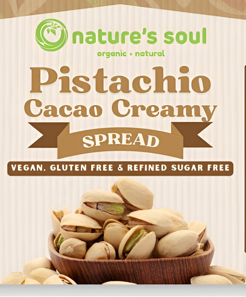 Spread | Pistachio Cacao Spread – Made With Organic Ingredients – Vegan, Gluten Free, Refined Sugar Free, No Flavour Enhancers, No Emulsifiers And Stabilisers Or No Artificial Ingredients – Nature’s Soul – 200gm