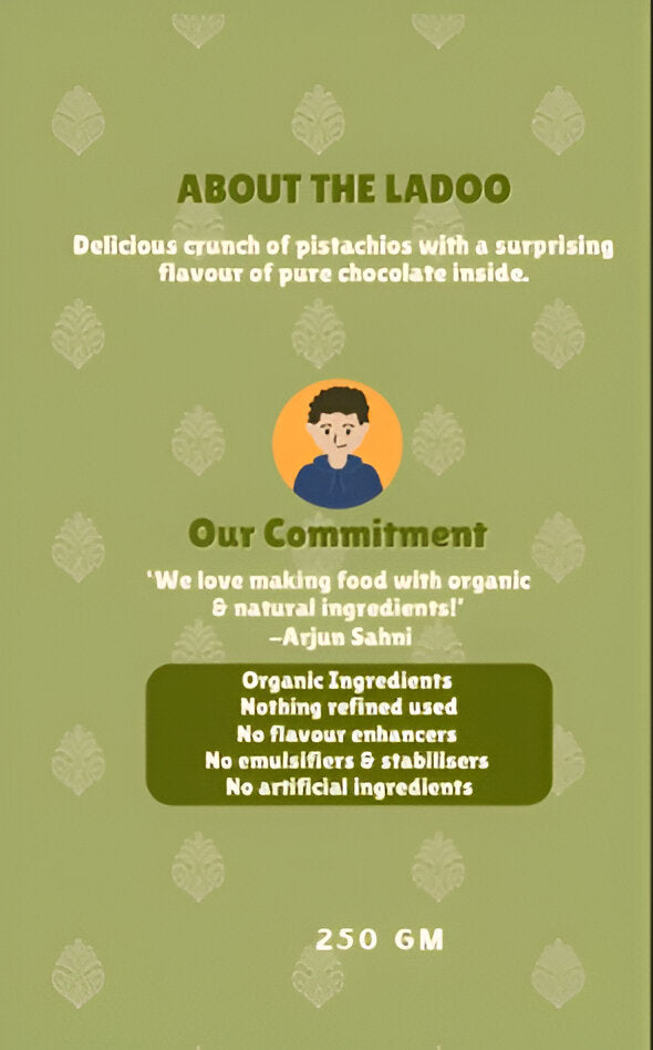 Ladoo | Pistachio Chocolate Ladoo – Organic Ingredients – Vegan, Gluten Free, No Flavour Enhancer, No Emulsifiers And Stabilisers & Refined Sugar Free – Nature’s Soul – 250gm