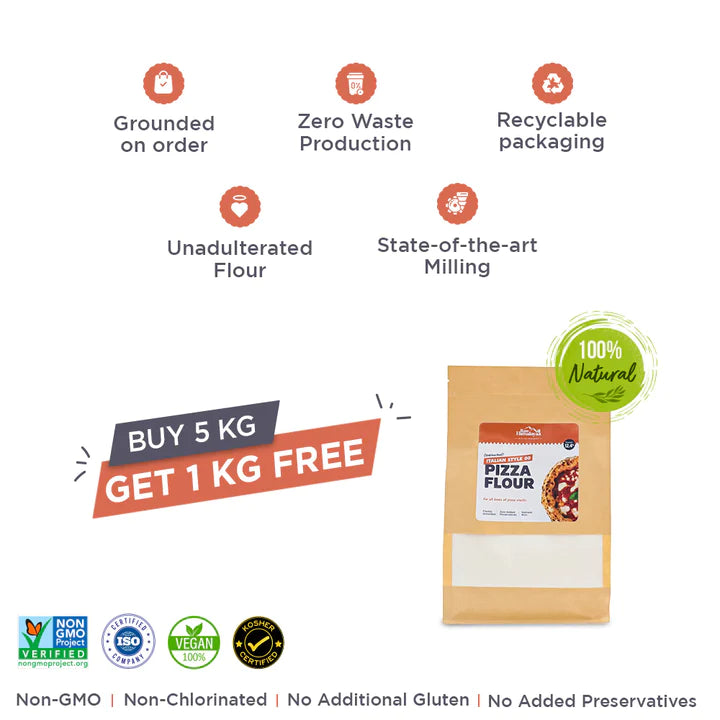 Pizza Flour | For All Kind Pizza Crusts - 12.4% Protein– Unbleached – Italian Style - Natural – Zero Added Preservatives – Raw Himalayas – 1000gm