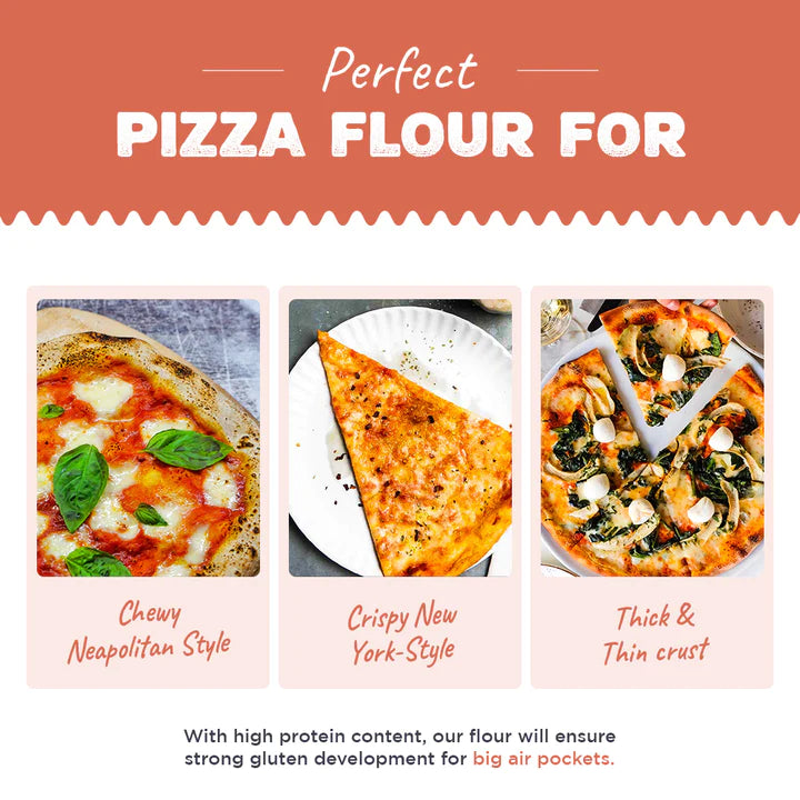 Pizza Flour | For All Kind Pizza Crusts - 12.4% Protein– Unbleached – Italian Style - Natural – Zero Added Preservatives – Raw Himalayas – 1000gm