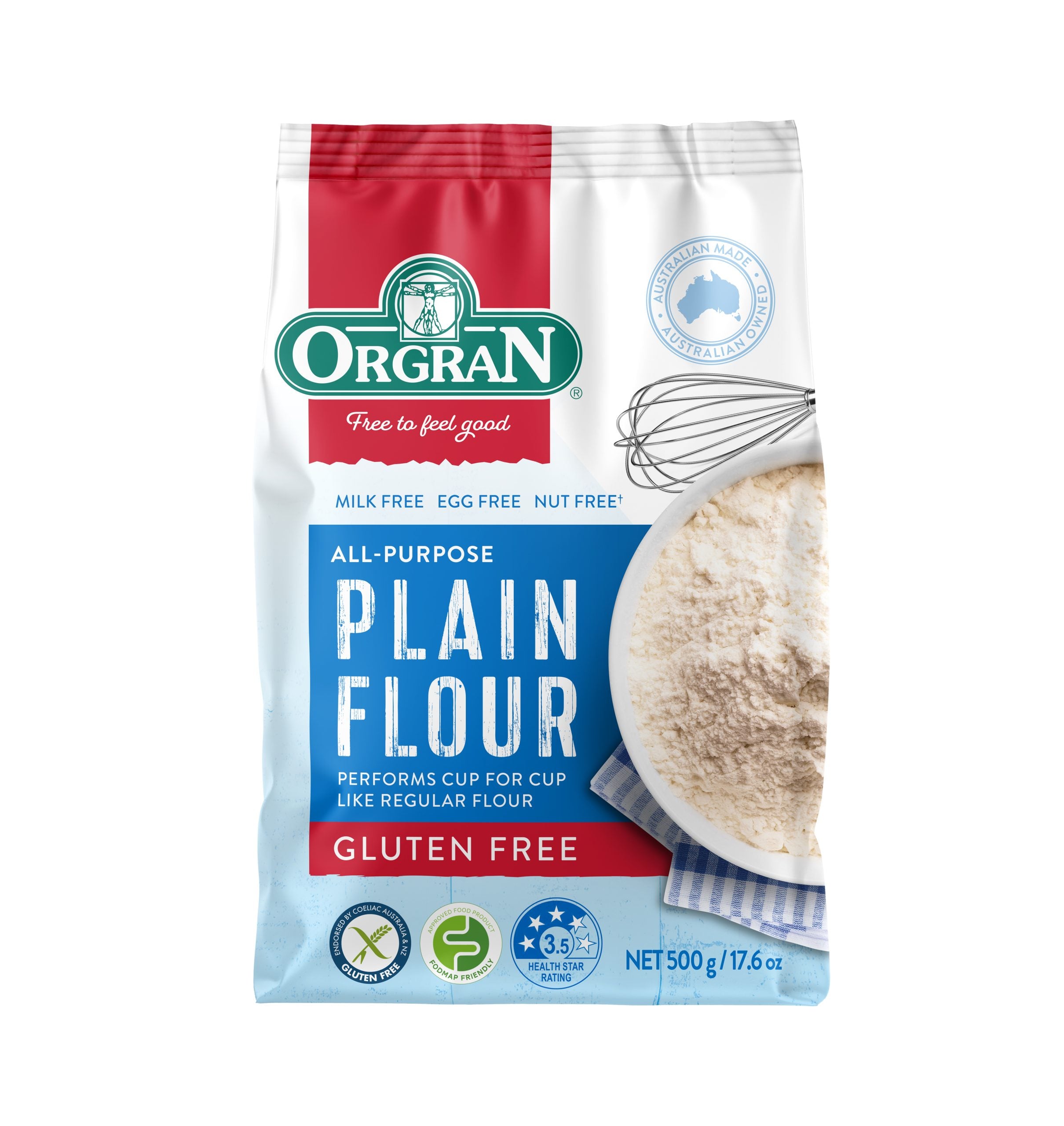 All Purpose Plain Flour – Vegan, Gluten Free, Egg Free, Nut Free, Dairy Free, No Artificial, Colours, Artificial Flavours Or Preservatives - Orgran – 500gm